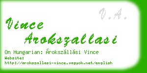 vince arokszallasi business card