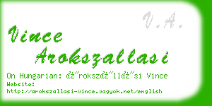 vince arokszallasi business card